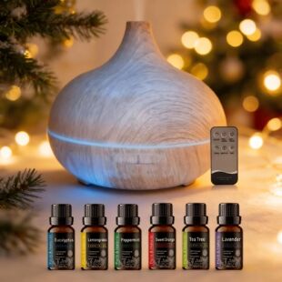 550ml Wood Grain Ultrasonic Aromatherapy Diffuser with Remot