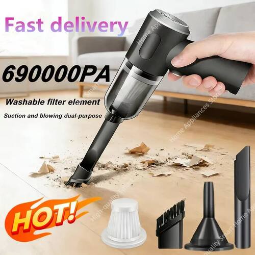 690000Pa Wireless Car Vacuum 2 Hours Quick Charge Wet Dry Du
