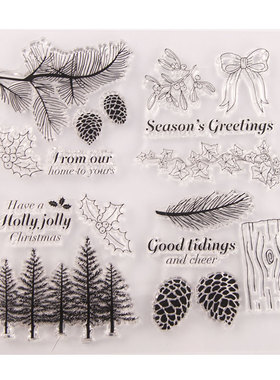 Christmas Tree Branches Stump Leaves Clear Stamps For DIY Sc