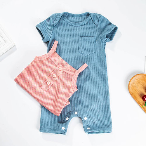 Baby Girls Sleeveless Jumpsuits Boys Short Sleeve Romper Sum