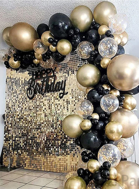 123pcs Black Golden Balloon Garland Arch Kit Gold Confetti B