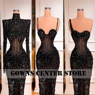 Party Luxury Evening Dubai Dres Mermaid Black Dresses Beaded