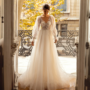 Wedding Dress Princess Romantic Gowns Lace Bridal Lon Flower