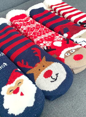 Christmas Fuzzy Slipper Socks Womens Floor Sock Soft Female