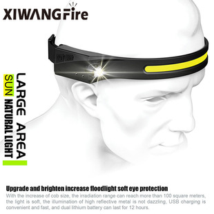 Flas Built LED Headlamp Sensor COB with Headlight Battery