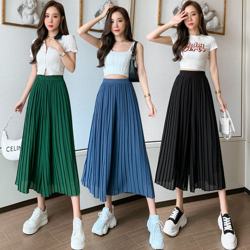 Drop Shipping Popular Summer Pleated Chiffon Wide-leg Pants