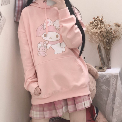 HOUZHOU Japanese Sweet Anime Hoodies for Girls Autumn Winter