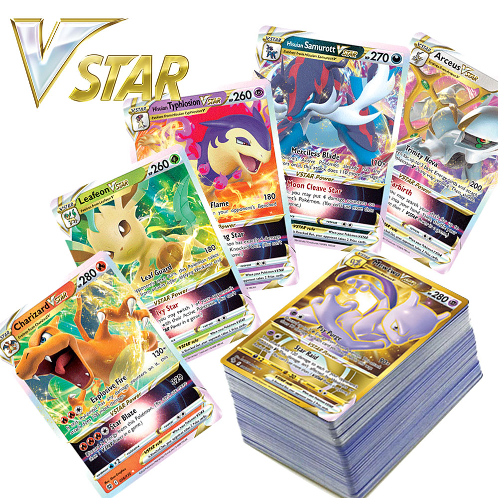 Holographic Pokemon Cards Vstar Vmax GX in English Letter wi-封面