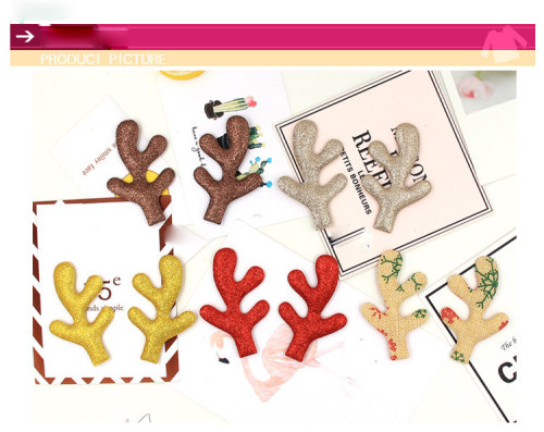 30PCS/Lot  5.2*8.5cm Christmas Antlers Padded Applique Craft