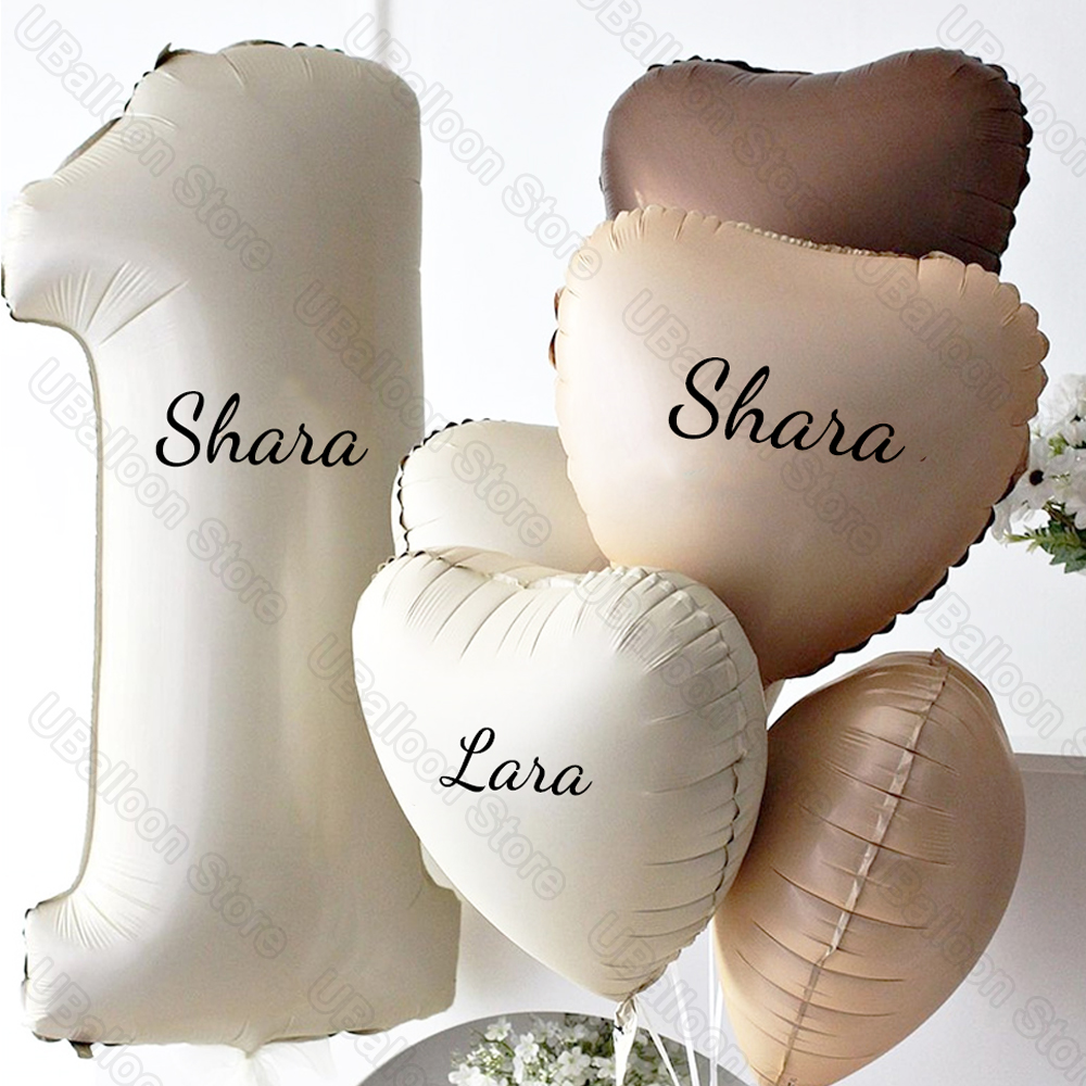 1 Set Beige Birthday Balloons Cream Beige Caramel Number 0-9
