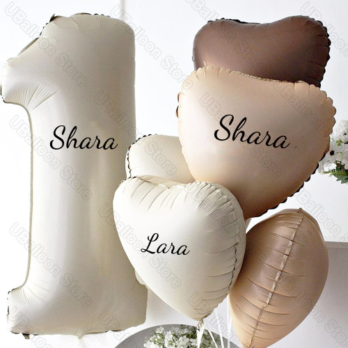 1 Set Beige Birthday Balloons Cream Beige Caramel Number 0-9