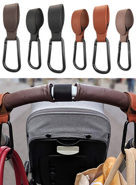 1/2pcs Portable PU Leather Baby Stroller Hook Hanger Velcros