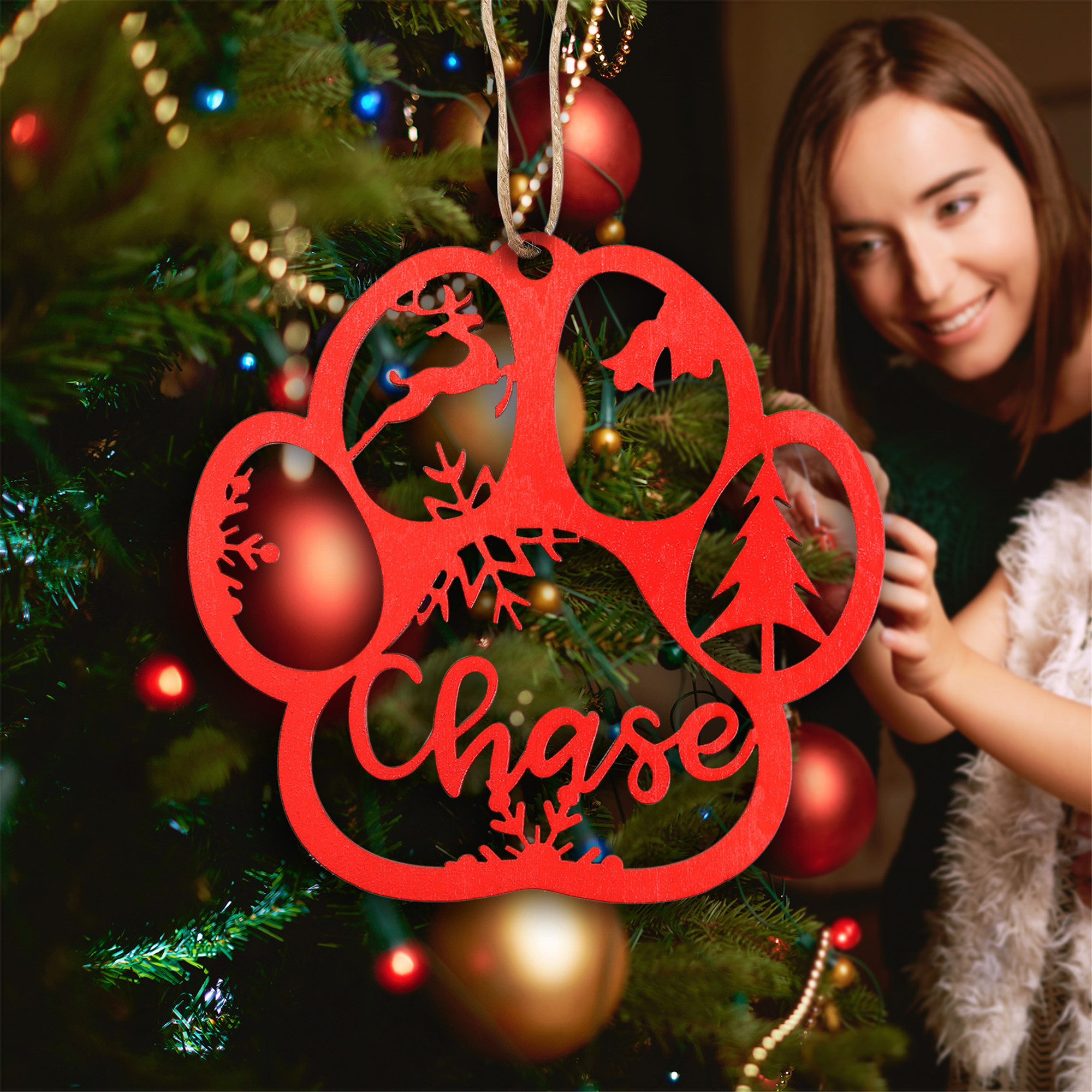 Custom Name Christmas Ornaments Animal Pet Paws Dog Paw/Cat/