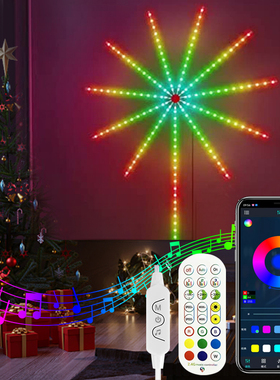 LED Smart DIY Firework Light Strip RGB Music Sync Remote Blu
