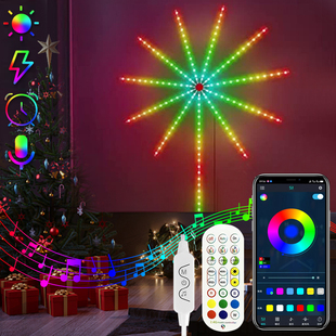 LED Smart DIY Firework Light Strip RGB Music Sync Remote Blu