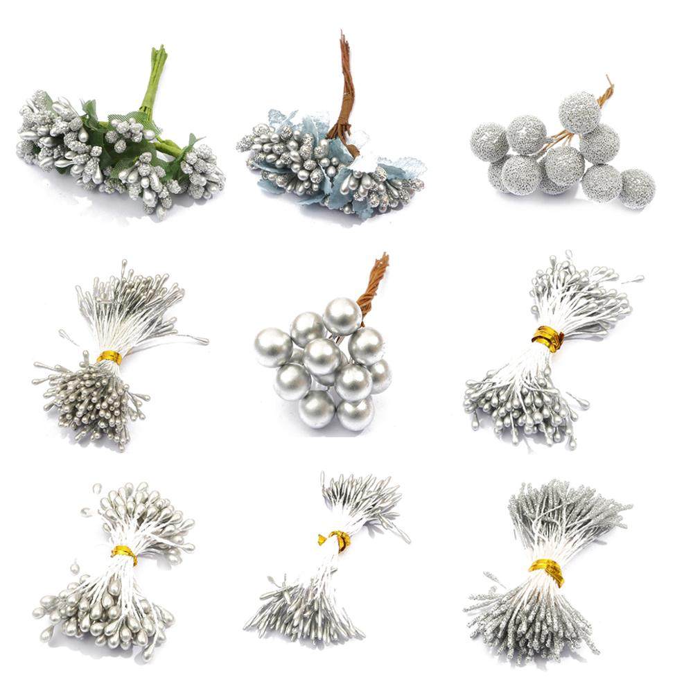 10/12/60/90/144Pcs Silver Mixed Hybrid Flower Cherry Stamen
