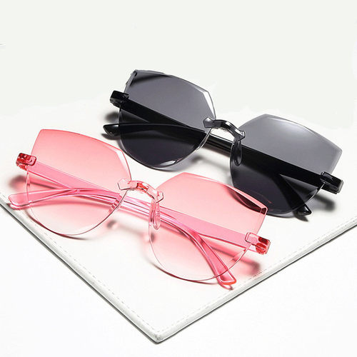 Ladies Cat Ear Sunglasses Frameless Jelly Transparent Sungla