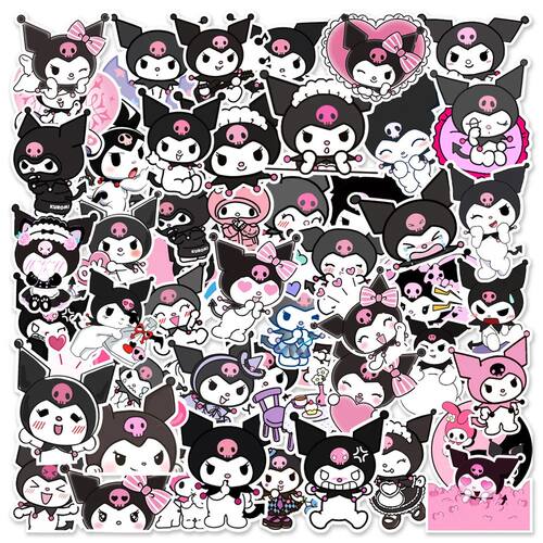 50Pcs Kawaii Anime Kuromi Stickers Skateboard Guitar Suitcas