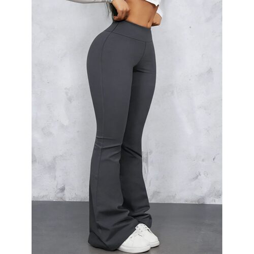 Women High-waisted Dark Gray Flared Pants Hip-lifting, Sprin