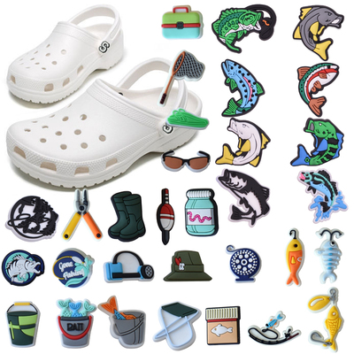 37-pack Fishing Theme Pins Croc Shoe Charms For Men PVC Orna