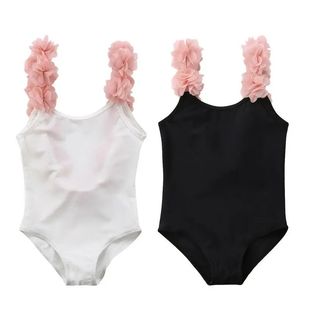 One Piece Baby Girl Swimwear 3D Floral Flower Strap Bathing
