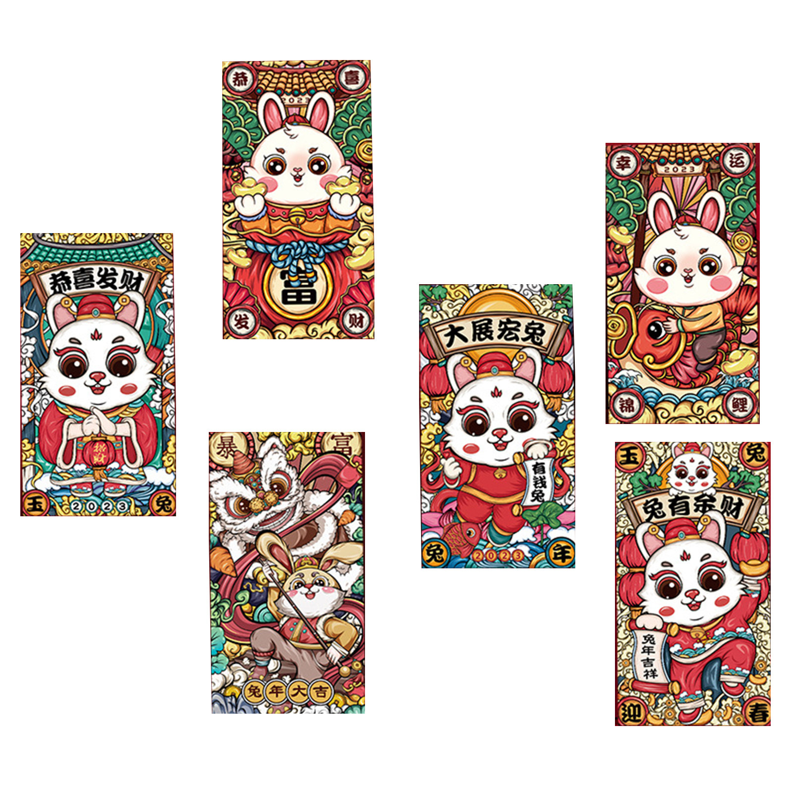 6pcs new year red envelope creative lucky money packets for