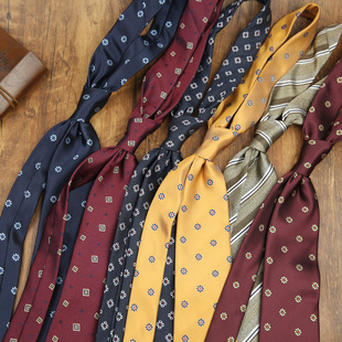 8CM复古商务碎花领带男箭头型多色百搭文艺休闲条纹手打婚庆领带