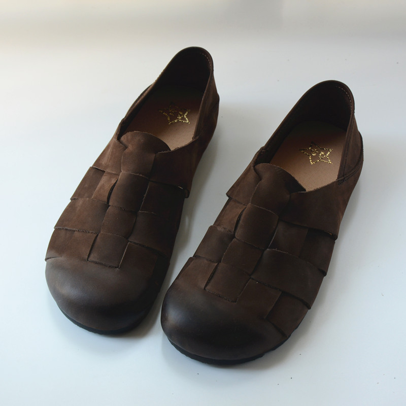 编织单鞋佛系真皮牛皮手工编织
