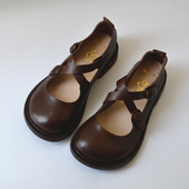 真皮交叉扣带日系森女复古文艺单鞋 软底棉麻风外贸原单尾货夏新款