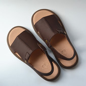 全皮露指宽头真皮凉鞋 男士 防臭大头厚底增高防滑外贸原单罗马凉拖