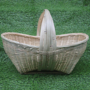 定人手工编织船形大号竹篮元宝形手提菜篮竹篮子装鸡蛋水果卖竹编