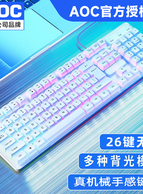 AOC/km100键盘鼠标套装有线办公电竞游戏打字台式笔记本电脑通用