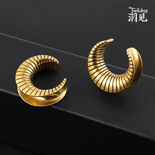 Twolobes洞见马鞍耳扩穿孔饰品牛角扩耳个性钛钢欧美风耳洞扩大器