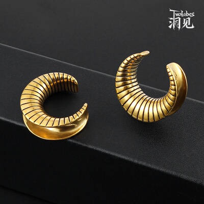 Twolobes欧美牛角扩耳个性钛钢