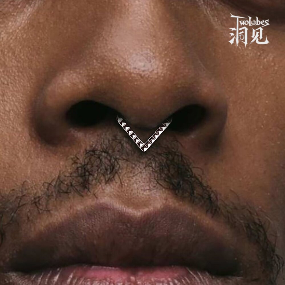 Twolobes菱格尖心高级耳环鼻环