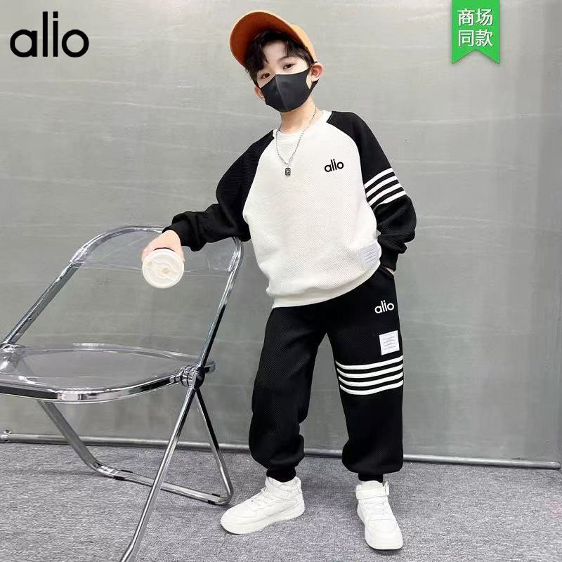 阿洛正品男童春装套装春秋款2026新款中大儿童运动服男孩卫衣套装