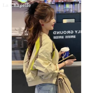 时尚 品牌正品 2025新款 冲锋衣外套女春秋款 撞色棒球服夹克上衣 短款