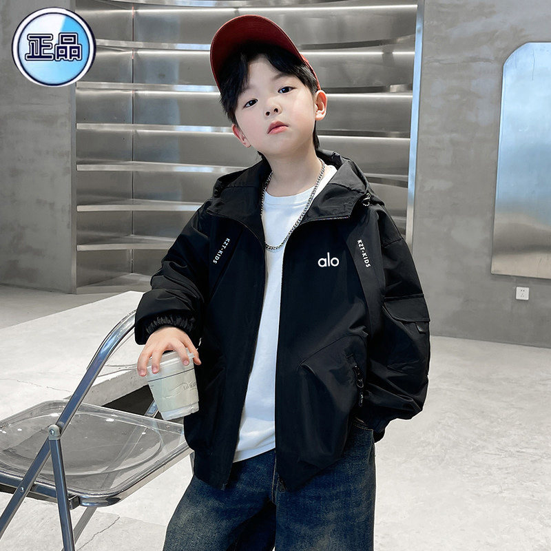 品牌正品儿童装男童外套春秋款2026新款中大童连帽风衣男孩冲锋衣
