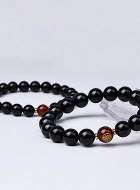 天然黑碧玺手链男女情侣款