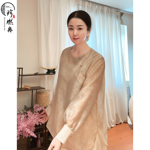 【珍珍休闲馆】茶金古韵春夏气质百搭宽松新中式国风上衣S-14510