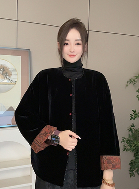 【珍珍休闲】气质轻奢宽松时尚百搭秋冬新中式加棉上衣W-83886