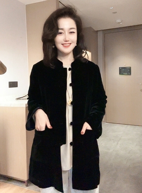 【珍珍休闲馆】真丝丝绒气质复古春季新款新中式国风外套W-83560