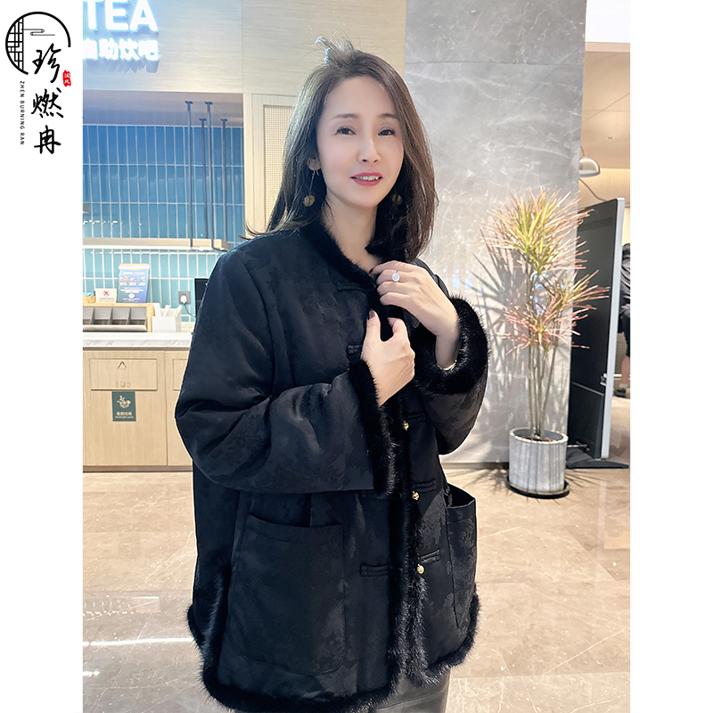 【珍珍休闲馆】新中式秋冬新款网红气质时尚百搭貂毛棉衣W-83287