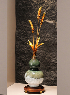 岁岁平安麦穗葫芦摆件入户玄关大麦新中式装饰品高档乔迁开业礼物