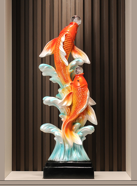 入户玄关柜年年有余锦鲤大摆件装饰品客厅电视柜轻奢高档乔迁礼物