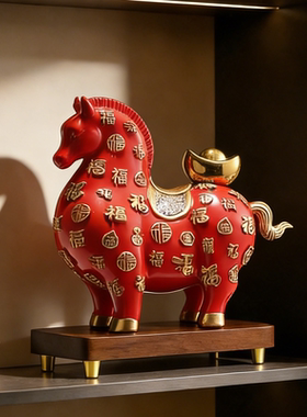 百福马上有钱马摆件客厅电视柜壁龛艺术装饰品高级感乔迁开业礼物