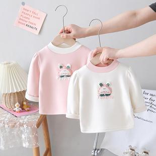 女童一体绒打底衫加绒加厚儿童上衣婴儿秋冬装衣服女宝宝长袖T恤