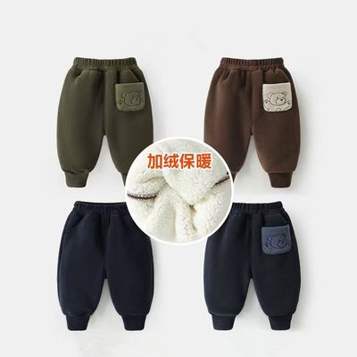 男童奥利绒加绒长裤儿童秋冬裤子
