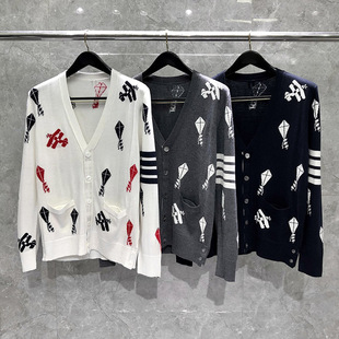 tb针织开衫外套秋冬款外穿提花飞机风筝羊毛V领上衣男女同款毛衣