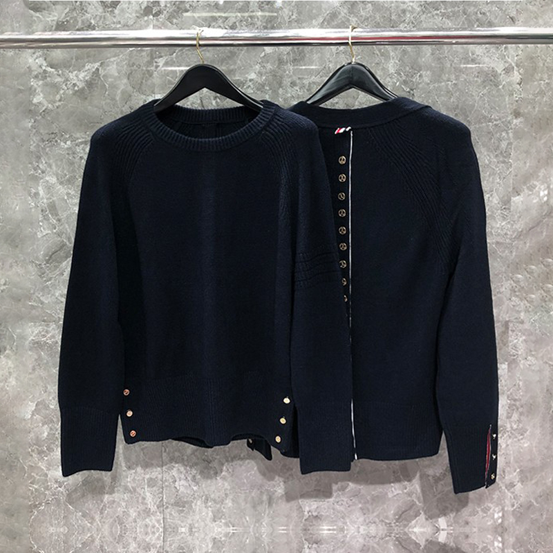 tb套头针织衫秋冬新款后背金扣